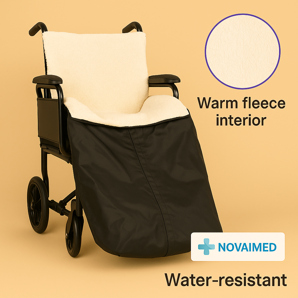 Wheelchair Blanket with Fleece Lining – Waterproof, Windproof & Warm Leg Cover with Storage Pocket – Novaimed